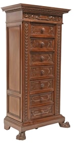 ITALIAN RENAISSANCE REVIVAL TALL CHEST OF DRAWERS