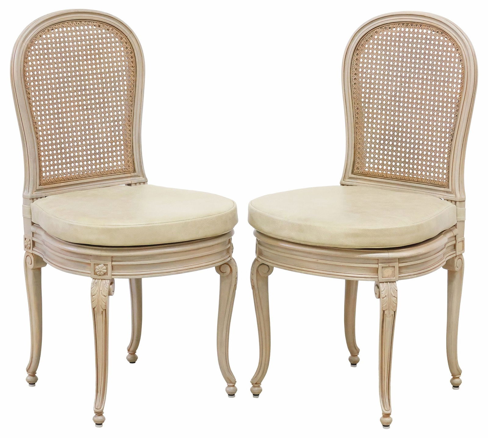 (2) LOUIS XV STYLE GREY-WASHED CANE SIDE CHAIRS (1 of 4)