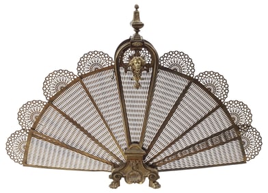 BRONZE PEACOCK FAN FOLDING FIREPLACE SCREEN
