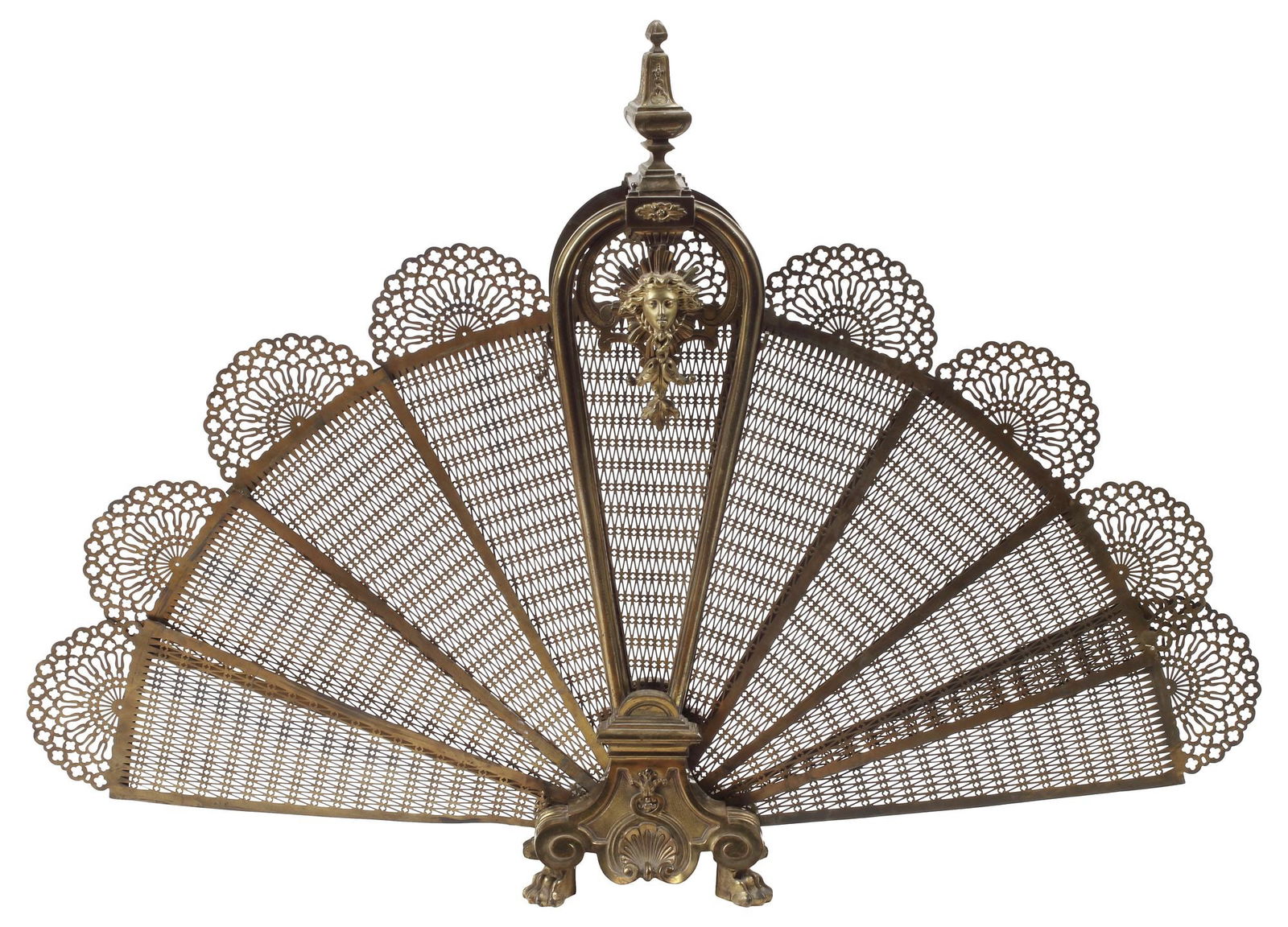 BRONZE PEACOCK FAN FOLDING FIREPLACE SCREEN (1 of 5)