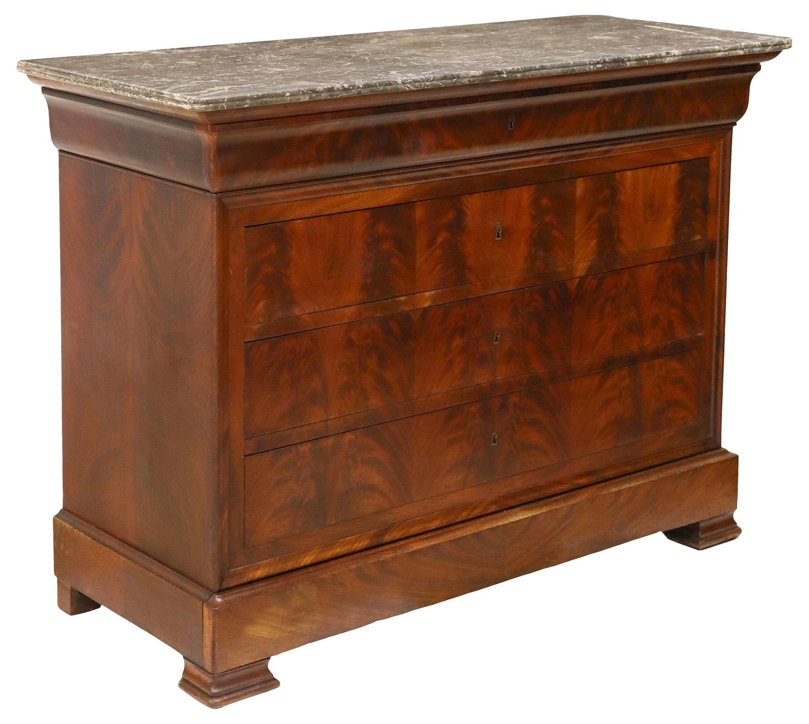 FRENCH LOUIS PHILIPPE MARBLE-TOP MAHOGANY COMMODE (1 of 5)
