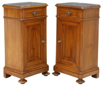 (2) ITALIAN MARBLE-TOP MAHOGANY NIGHTSTANDS, 19TH C.