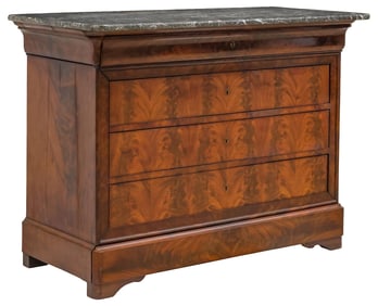 FRENCH LOUIS PHILIPPE MARBLE-TOP MAHOGANY COMMODE