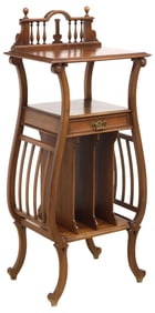 FRENCH WALNUT LYRE-FORM CANTERBURY / SHEET MUSIC STAND