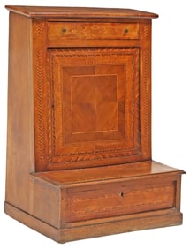 ITALIAN INLAID WALNUT PRIE-DIEU PRAYER KNEELER CABINET