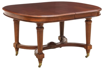 FRENCH MAHOGANY EXTENDING DINING TABLE