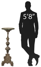 CONTINENTAL PATINATED METAL CANDLE PRICKET PEDESTAL/ PLANT STAND