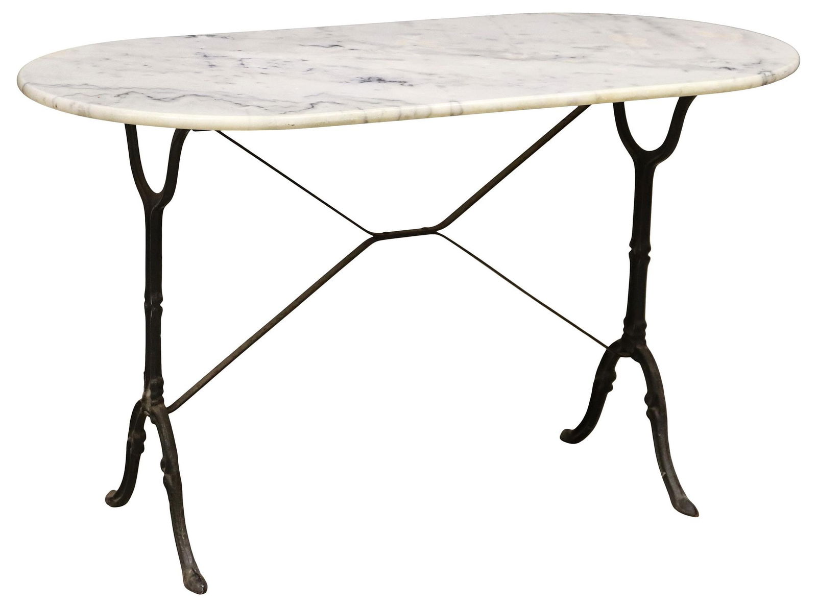 FRENCH MARBLE-TOP PAINTED CAST IRON BISTRO TABLE (1 of 4)