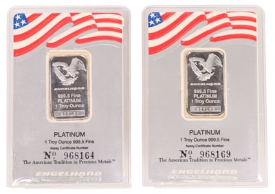 (2) ENGLEHARD ONE TROY OUNCE PLATINUM BARS