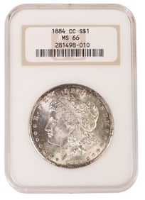 U.S. CARSON CITY SILVER DOLLAR 1884, NGC MS66