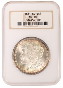 U.S. CARSON CITY SILVER DOLLAR, 1881, NGC MS66
