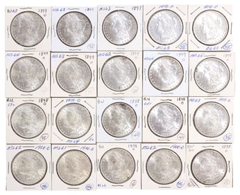 (20) U.S. SILVER DOLLARS, 1897, 1898, 1899, 1900, HIGH MS