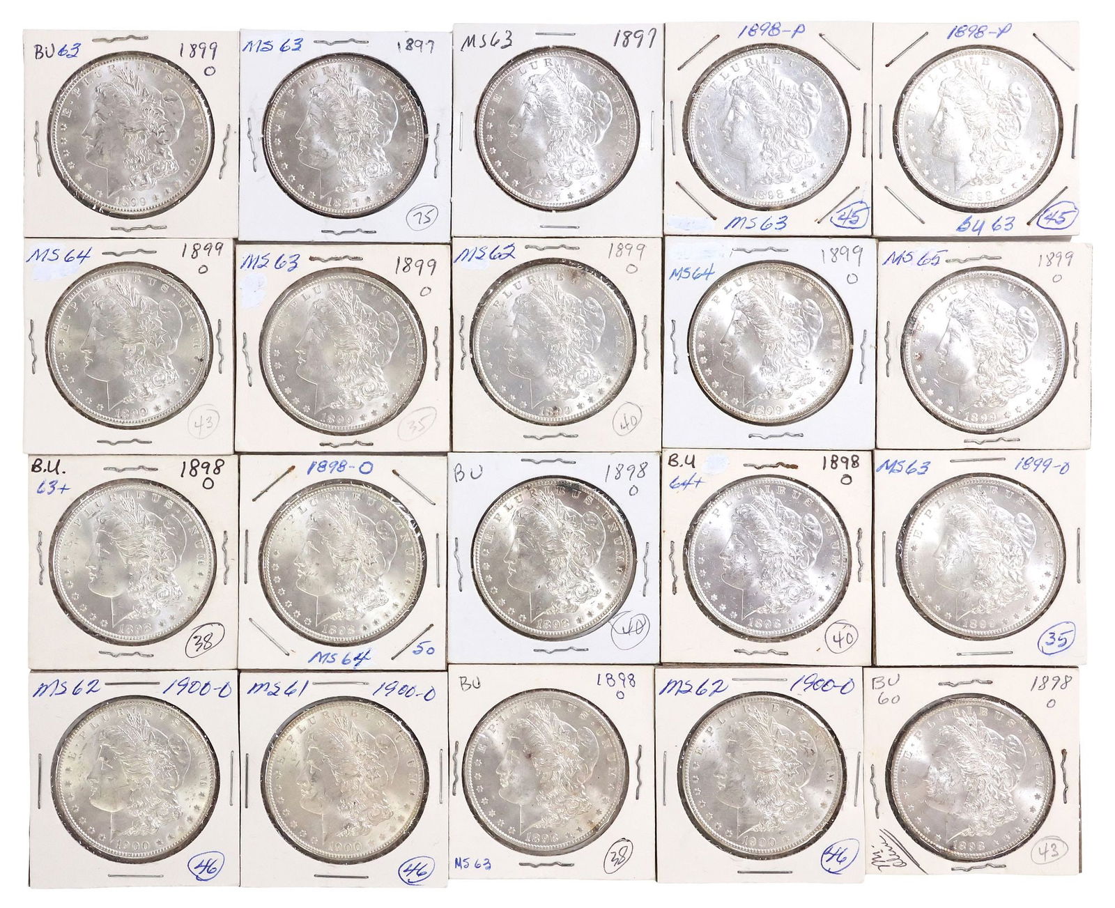 (20) U.S. SILVER DOLLARS, 1897, 1898, 1899, 1900, HIGH MS (1 of 4)