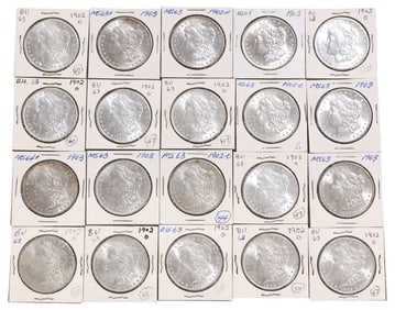 (20) U.S. SILVER DOLLARS, 1902, 1903, HIGH MS