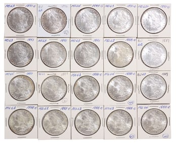 (20) U.S. SILVER DOLLARS, 1888, 1889, 1890, 1890, HIGH MS