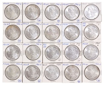 (20) U.S. SILVER DOLLARS, 1900, 1901. HIGH MS
