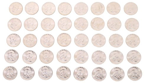 (40) U.S. FRANKLIN HALF DOLLARS, 1958 & 1961, BU