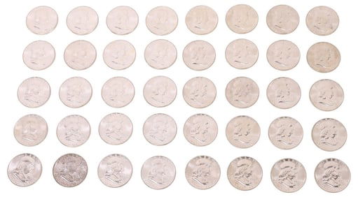 (40) U.S. FRANKLIN HALF DOLLARS, 1955, 1959, BU