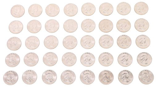 (40) U.S. FRANKLIN HALF DOLLARS, 1954 & 1959 BU