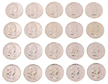 (20) FRANKLIN HALF DOLLARS, 1957, PROOFS
