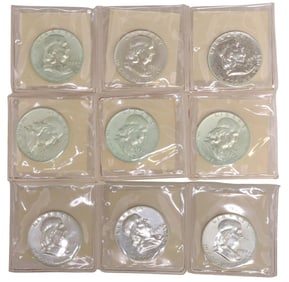 (9) U.S. FRANKLIN HALF DOLLARS, 1956P, 1959P, HIGH MS
