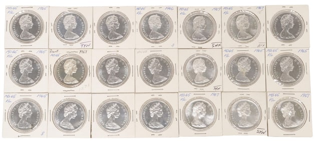 (21) CANADA SILVER DOLLARS, 1965, 1966, 1967