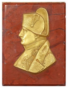FRENCH MARBLE & ORMOLU NAPOLEON I PORTRAIT PAPERWEIGHT