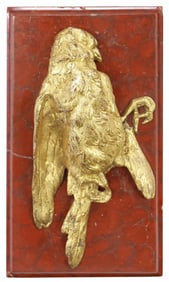 FRENCH MARBLE & ORMOLU BIRD PAPERWEIGHT