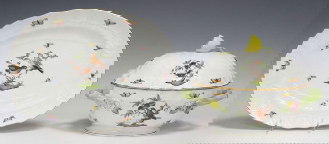 (2) HEREND 'ROTHSCHILD BIRD' OVAL TUREEN, COVER & STAND