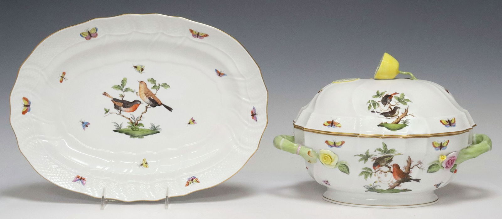 (2) HEREND 'ROTHSCHILD BIRD' OVAL TUREEN, COVER & STAND (1 of 6)