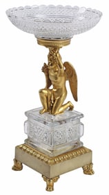 FRENCH EMPIRE CUT-GLASS & ORMOLU FIGURAL TAZZA