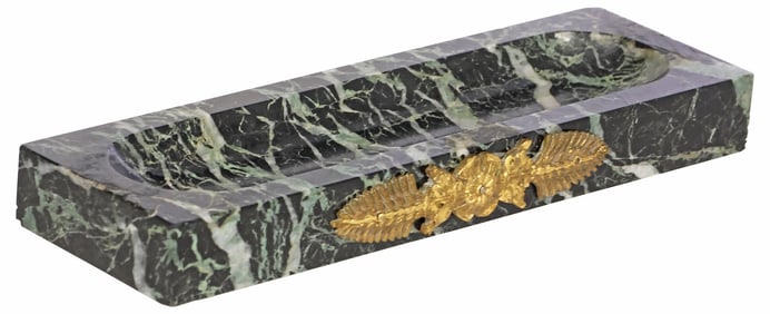 EMPIRE STYLE ORMOLU-MOUNTED GREEN MARBLE PEN TRAY