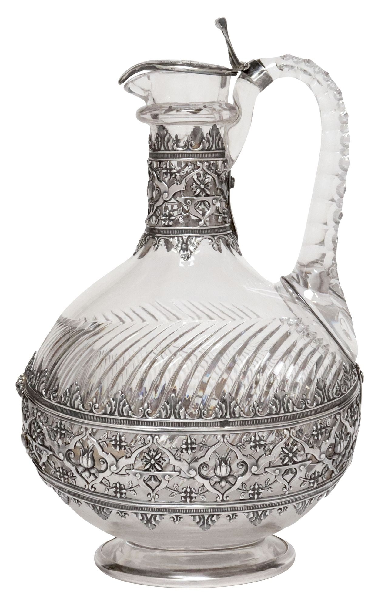 FRENCH SILVER-MOUNTED CUT-GLASS CLARET JUG (1 of 7)