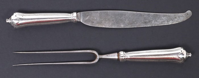 (2) GERMAN .812 SILVER TRAVEL CUTLERY SET, EARLY 18TH C.