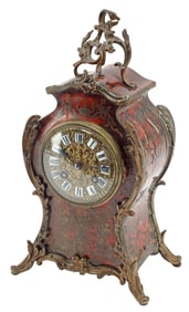 FRENCH LOUIS XV STYLE BRASS-INLAID BOULLE-STYLE BRACKET CLOCK