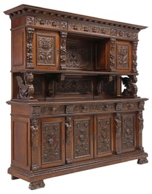 ITALIAN RENAISSANCE REVIVAL CARVED WALNUT BUFFET