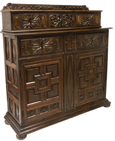 SPANISH BAROQUE PANELED WALNUT CABINET, 18TH C.