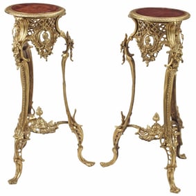 (2) LOUIS XV STYLE ORMOLU PORTRAIT PEDESTALS / PLANT STANDS