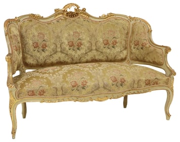 ITALIAN ROCOCO STYLE PARCEL-GILTWOOD PAINTED SOFA