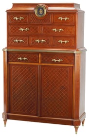 LOUIS XVI STYLE MAHOGANY CARTONNIER-CABINET