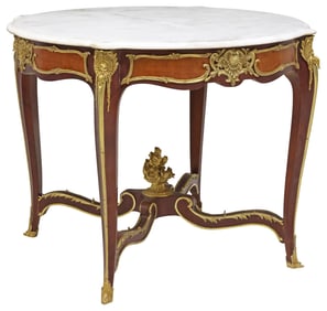 LOUIS XV STYLE MARBLE-TOP & ORMOLU-MOUNTED CENTER TABLE