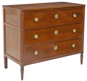 FRENCH LOUIS XVI STYLE 3-DRAWER MAHOGANY COMMODE