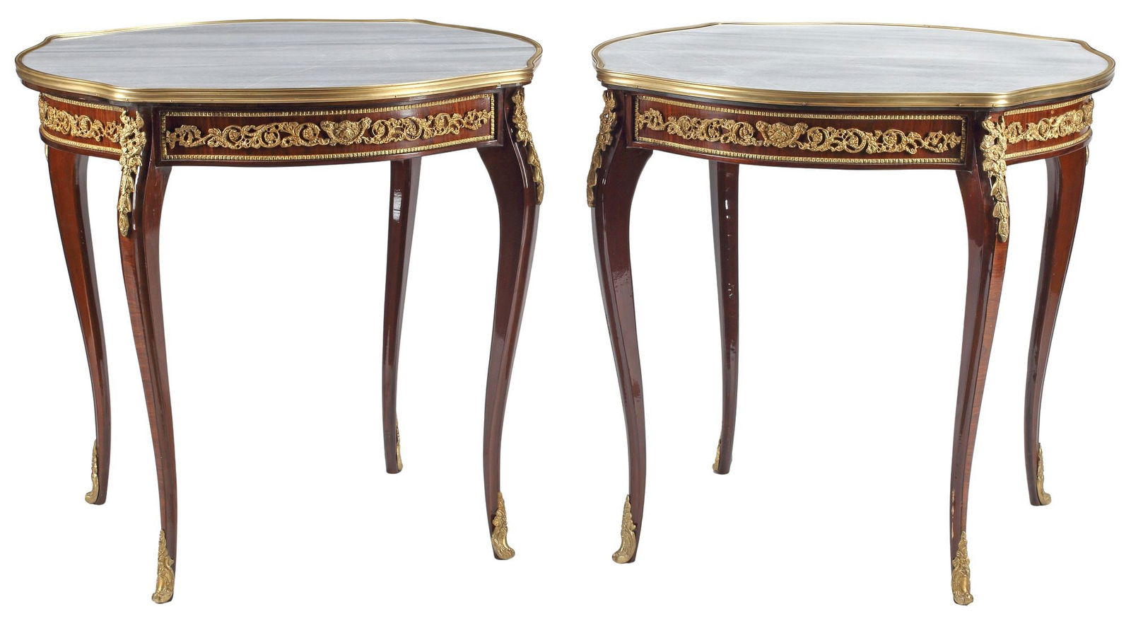 (2) LOUIS XV STYLE ORMOLU-MOUNTED & MARBLE-INSET TABLES (1 of 5)