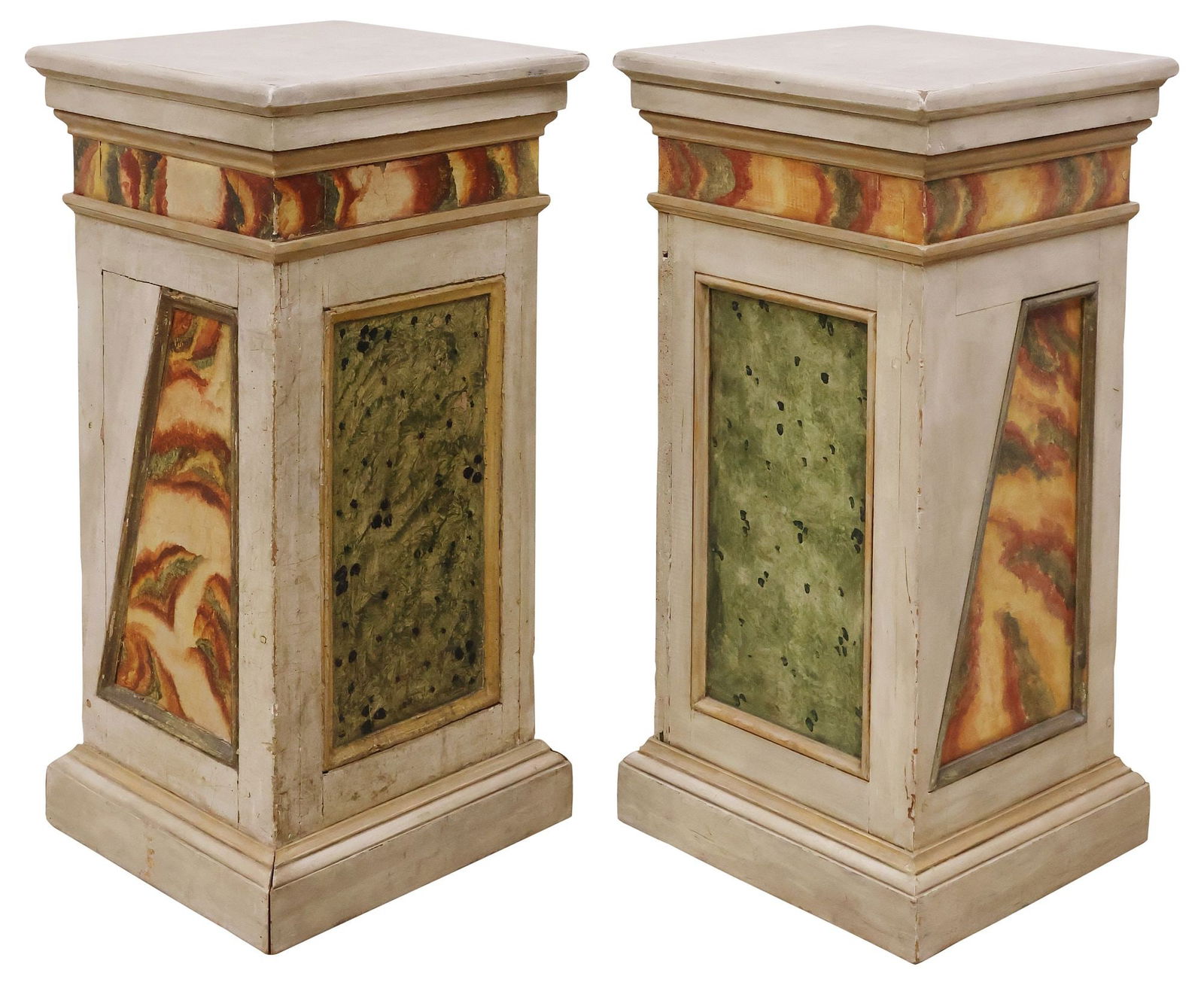 (2) CONTINENTAL FAUX MARBLE PAINTED WOOD PEDESTALS (1 of 4)