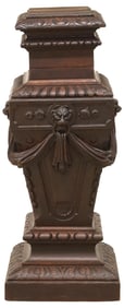 LARGE FRENCH RENAISSANCE REVIVAL CARVED OAK DISPLAY PEDESTAL