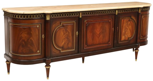 FRENCH LOUIS XVI STYLE MARBLE-TOP MAHOGANY SIDEBOARD