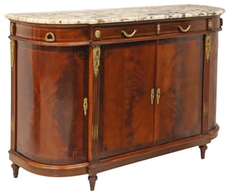 FRENCH LOUIS XVI STYLE MARBLE-TOP MAHOGANY SERVER