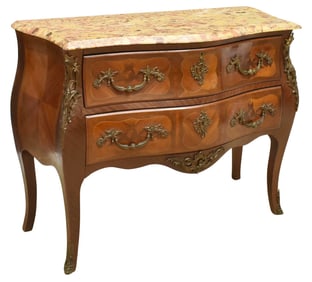 FRENCH LOUIS XV STYLE MARBLE-TOP SECRETARY COMMODE