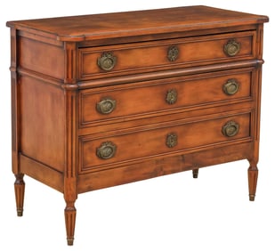 FRENCH LOUIS XVI STYLE CARVED WALNUT SECRETAIRE COMMODE