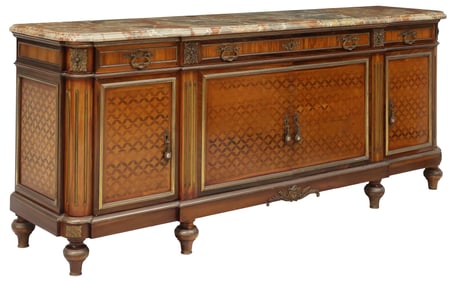 FRENCH LOUIS XVI STYLE PARQUETRY & MAHOGANY SIDEBOARD